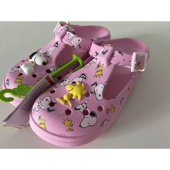 Crocs Peanuts Snoopy Woodstock Mary Jane Clog Pink 211130-90H Women’s Size 9 NEW - Picture 12 of 14